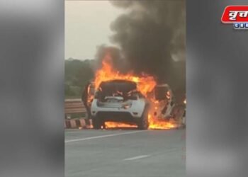 बापरे..! पहा समृद्धी महामार्गावर द बर्निंग कारचा थरार…