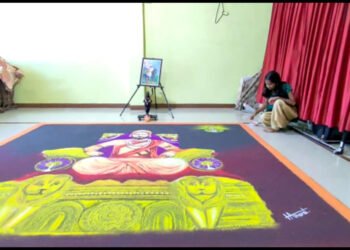 हर्षदा अमोल थोरात हिची ५४ तासांची मेहनत… रांगोळीतून साकारले छत्रपती शिवराय.