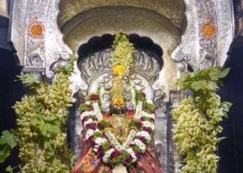 तुळजापूर:- शेतकऱ्याने आपल्या  द्राक्षबागेतील आलेला पहिला द्राक्षाचा माल देवीचरणी केला अर्पण 