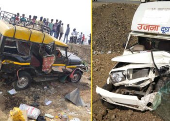 काळी पिवळी जिप व टेंम्पोचा महाळंग्रा पाटी जवळ भिषण अपघात….