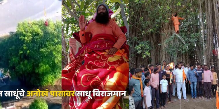 देसवंडी गावात साधूंचे चक्क वडाच्या झाडावर बसून अनोखं पारायण….
