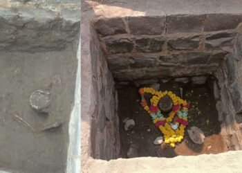 सोलापुरातील धक्कादायक प्रकार ! मंदिर परिसरात उत्खननादरम्यान समाधीखाली सापडला मानवी सांगाडा…..