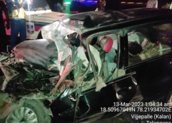 हैदराबादहून नागपूरकडे निघालेली कार भरधाव वेगात समोरून येणाऱ्या कंटेनरला धडकल्याने अपघातात चार जण ठार….