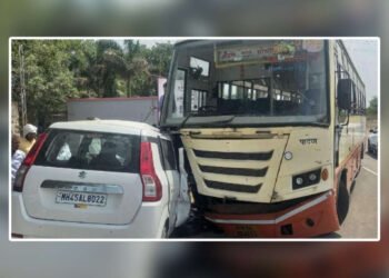 ST बसचे स्टिअरिंग लॉक…कारला फरफटत नेले, पंढरपूर- मल्हारपेठ मार्गावर घटना….