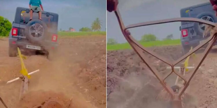 नाद करायचा नाही! चक्क थार गाडीने नांगरली एक एकर शेती, शेतकरी अनिल तोंडेंची जोरदार चर्चा….