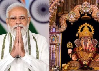 पुण्यातील श्रीमंत दगडूशेठ हलवाई गणपतीचे नरेंद्र मोदी यांनी घेतले दर्शन…..