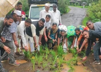 इगतपुरी : रस्त्यात भात लागवड करून अनोखे आंदोलन……