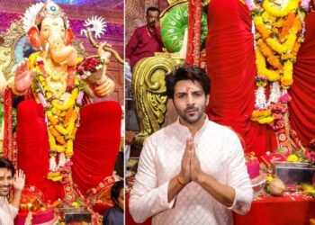 सालाबादप्रमाणे यंदाही गणेश चर्तुर्थीच्या दिवशी कार्तिक आर्यन लालबागच्या राजाच्या दर्शनाला..