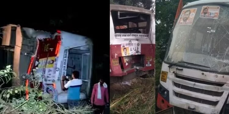 शहापूरजवळ शिंदे गटाच्या कार्यकर्त्यांच्या तीन बसचा अपघात, २५ जखमी