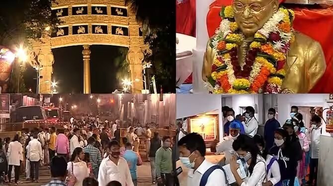 महापरिनिर्वाण दिनानिमित्त चैत्यभूमी परिसरात लोटली भीम सैनिकांची गर्दी…