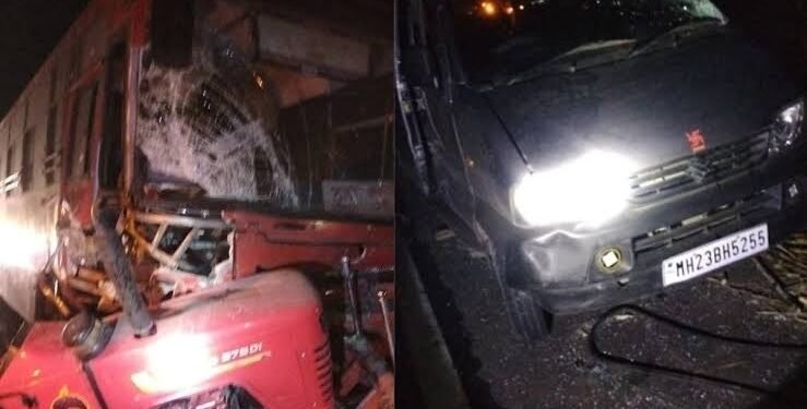 नगर-कल्याण महामार्गावर तीन वाहनांचा भीषण अपघात; ६ जणांचा जागीच मृत्यू