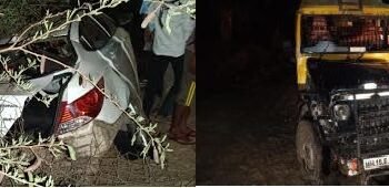 प्रवासी वाहतूक  जीप आणि कार यांची धडकअपघातात २ पोलिस कर्मचाऱ्यांचा मृत्यू