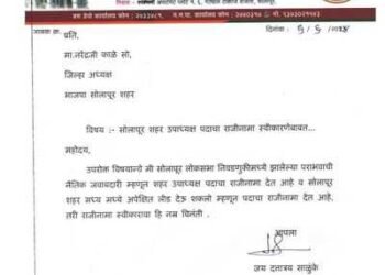 सोलापुरात भाजपचा पहिला राजीनामा ; या कार्यकर्त्याने पराभवाची जबाबदारी स्वीकारली