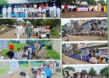 करकंब येथे पालख्यांच्या आगमनानिमित्त साक्षरता दिंडी,प्रभातफेरीचे आयोजन.