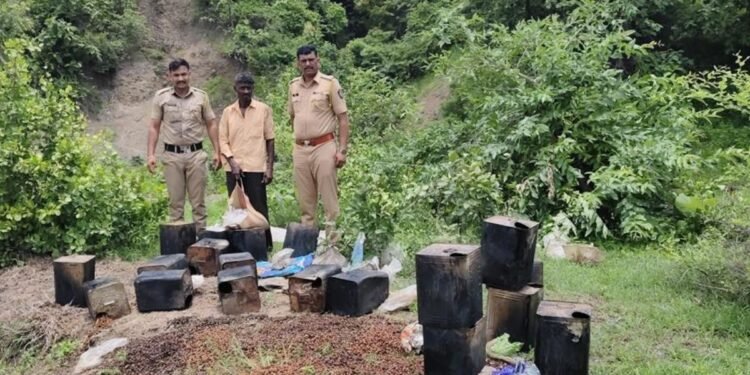 हातभट्टी अड्ड्यावर माहूर पोलिसांकडून ‘मासरेड’; एका विरुद्ध गुन्हा दाखल, हातभट्टी दारू, रसायन नष्ट!