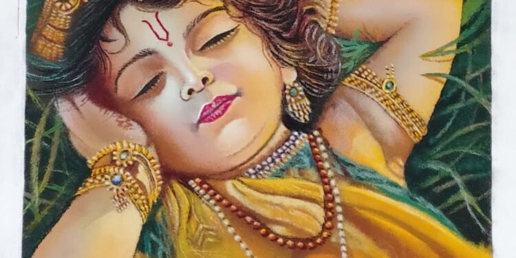 शिवाजी पेटेकर यांनी श्री कृष्णाची आकर्षक रांगोळी साकार!  